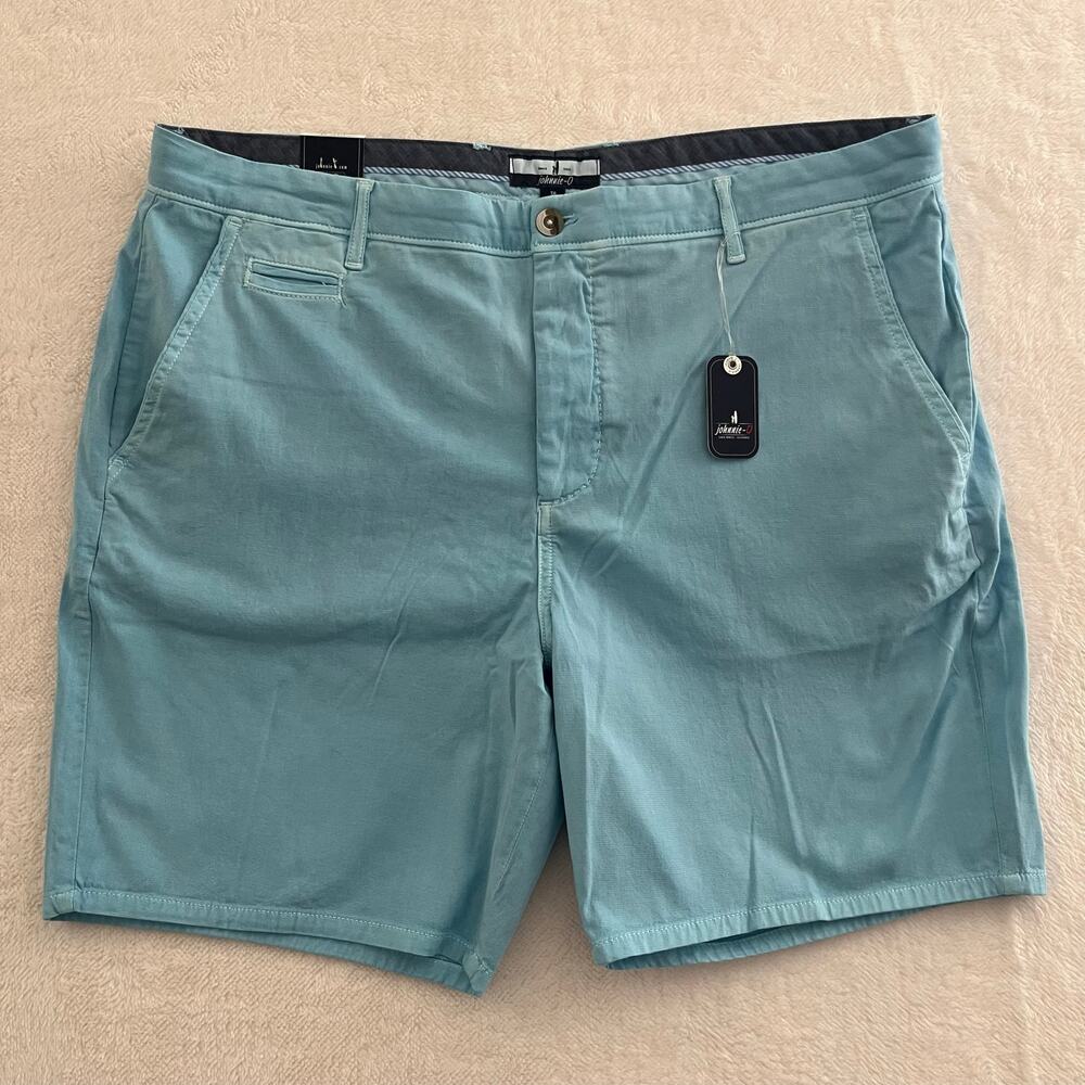Johnnie-O Nassau Cotton Blend Shorts Size 38 in Nantucket Blue Resortwear NEW